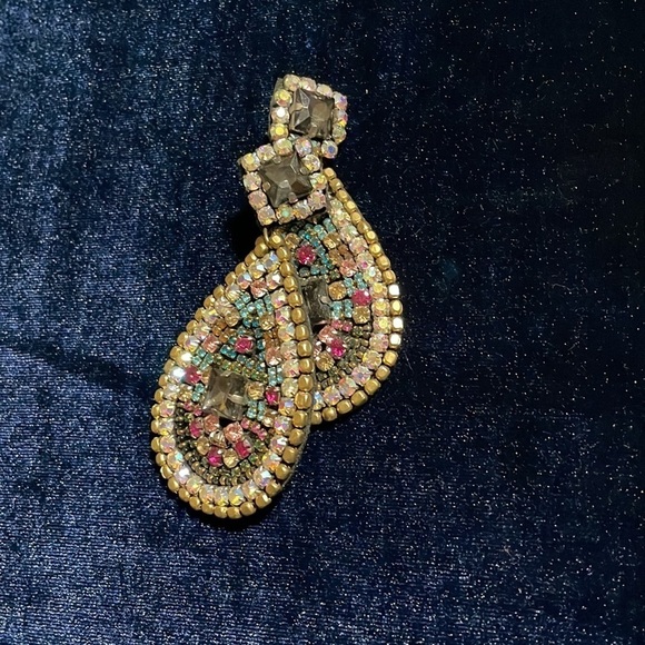 Natasha Earrings Multi Colored Stone Large Tear Drop Earrings Must See 🆕 🩷🩷 - Picture 8 of 13